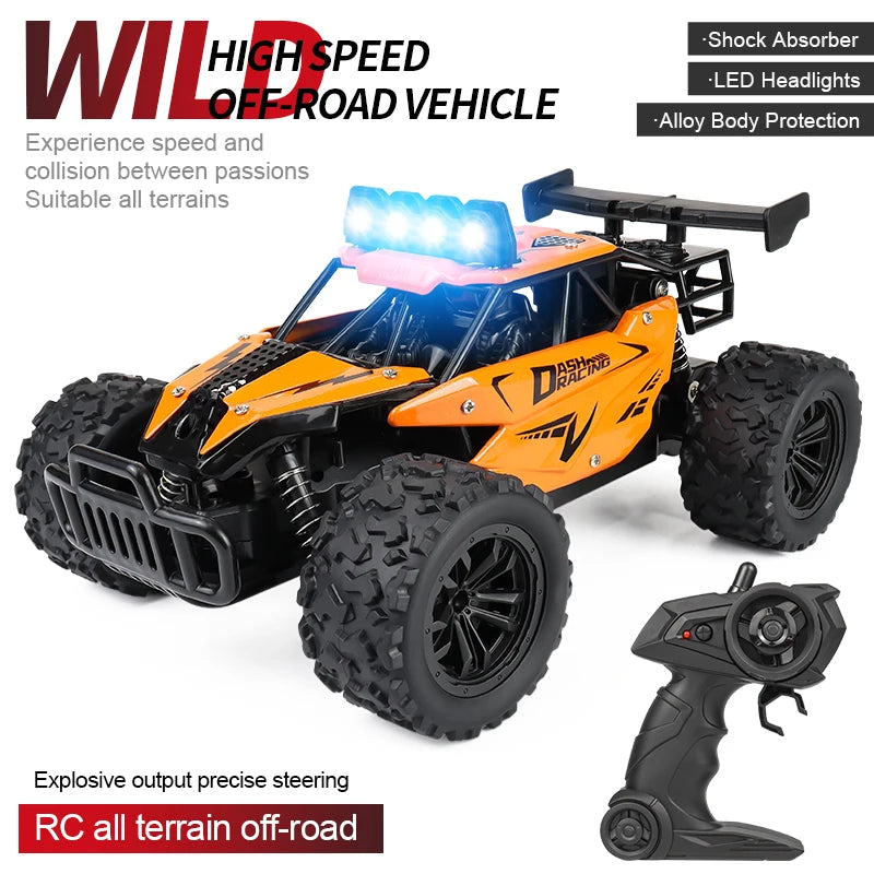 Remote Control Car RC Drift Racing 1:16 Vehicle Off Road Alloy 2.4G Radio High-Speed Trucks With LED Light Climbing Gift Kid Toy