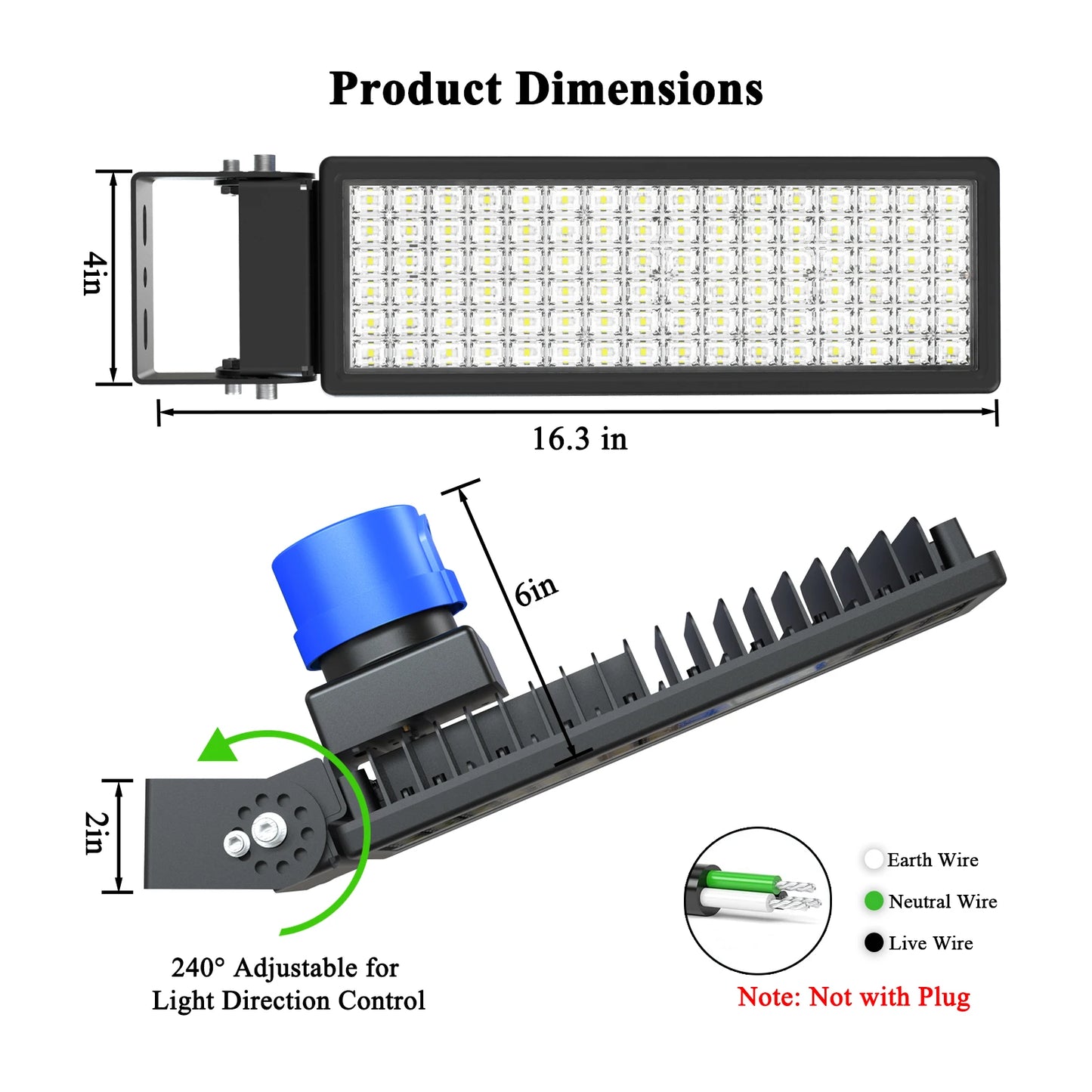 100W Dusk to Dawn Parking Lot Light 14000LM Outdoor Lighting with Photocell Sensor, IP67 Waterproof Street Lights