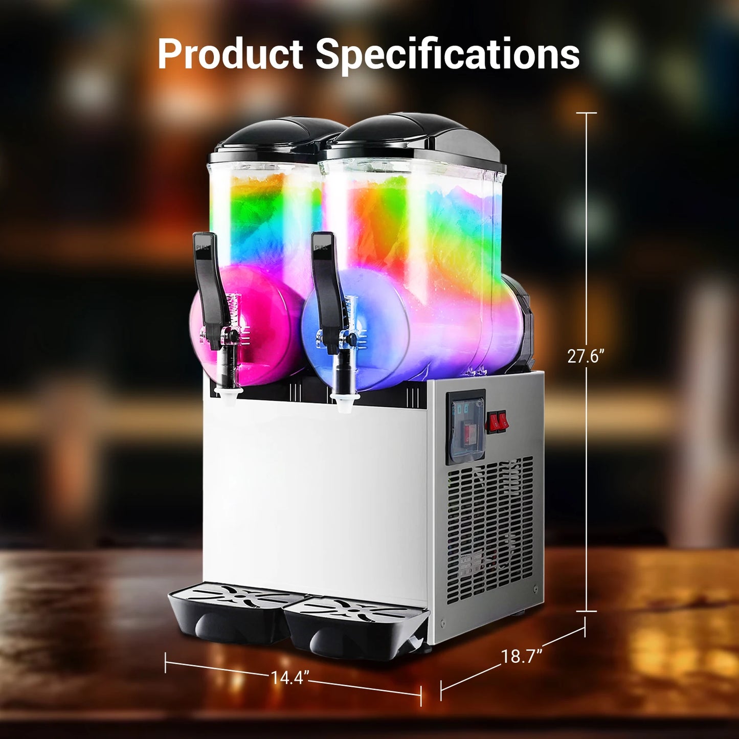 Commercial 6.4 Gal Margarita Machine 1050W Large Capacity Electric Slushy Frozen Drink Maker 24L Icy Treats Kitchen Appliance