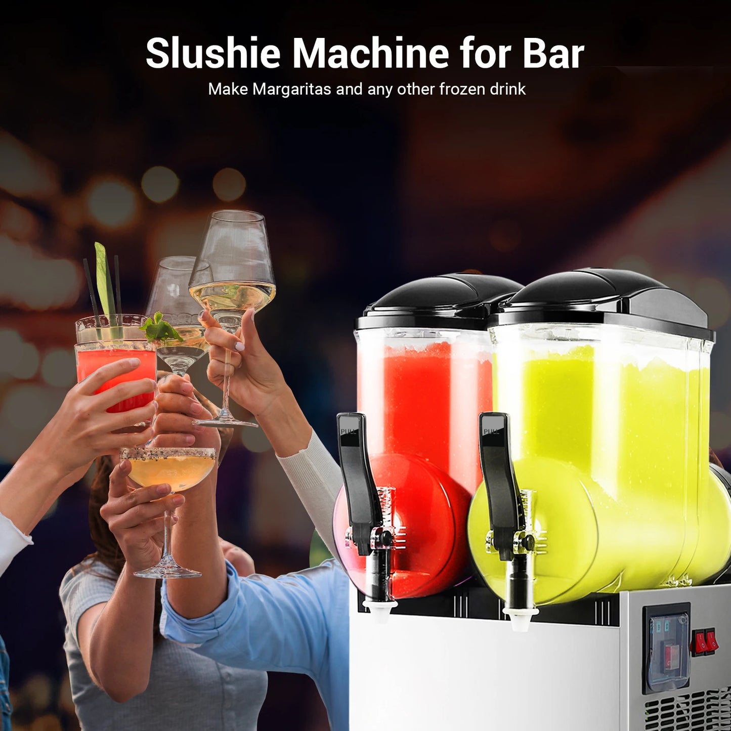Commercial 6.4 Gal Margarita Machine 1050W Large Capacity Electric Slushy Frozen Drink Maker 24L Icy Treats Kitchen Appliance
