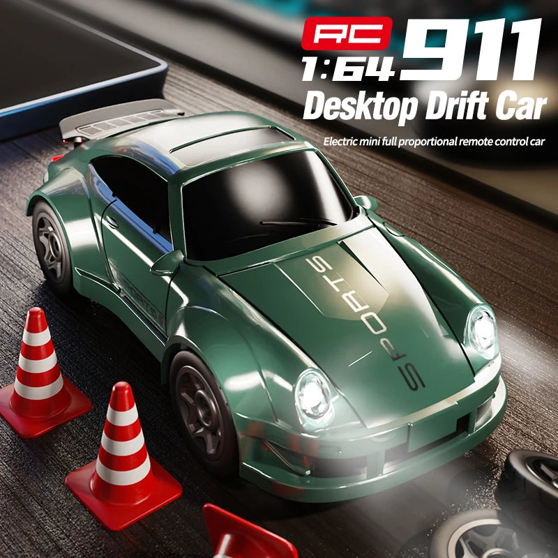 RC 911 Desktop super Drift Car 1:64 Mini scale RC Drift Car Electric Full Proportional drift function wheel Remote Control Car w