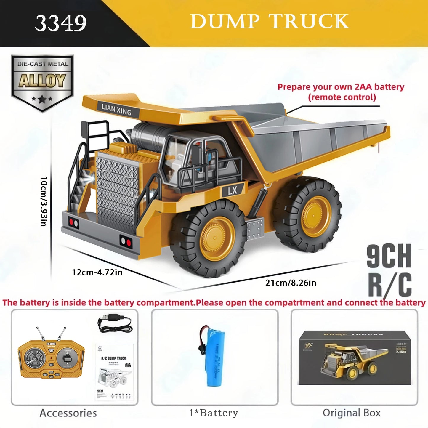 1: 20 Electric Engineering Remote Control Vehicle Simulation Excavator Dump Truck Bulldozer Toy Children's Holiday Gift