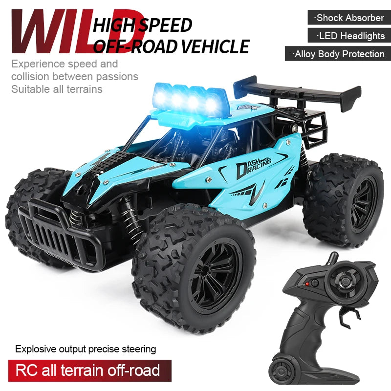 Remote Control Car RC Drift Racing 1:16 Vehicle Off Road Alloy 2.4G Radio High-Speed Trucks With LED Light Climbing Gift Kid Toy