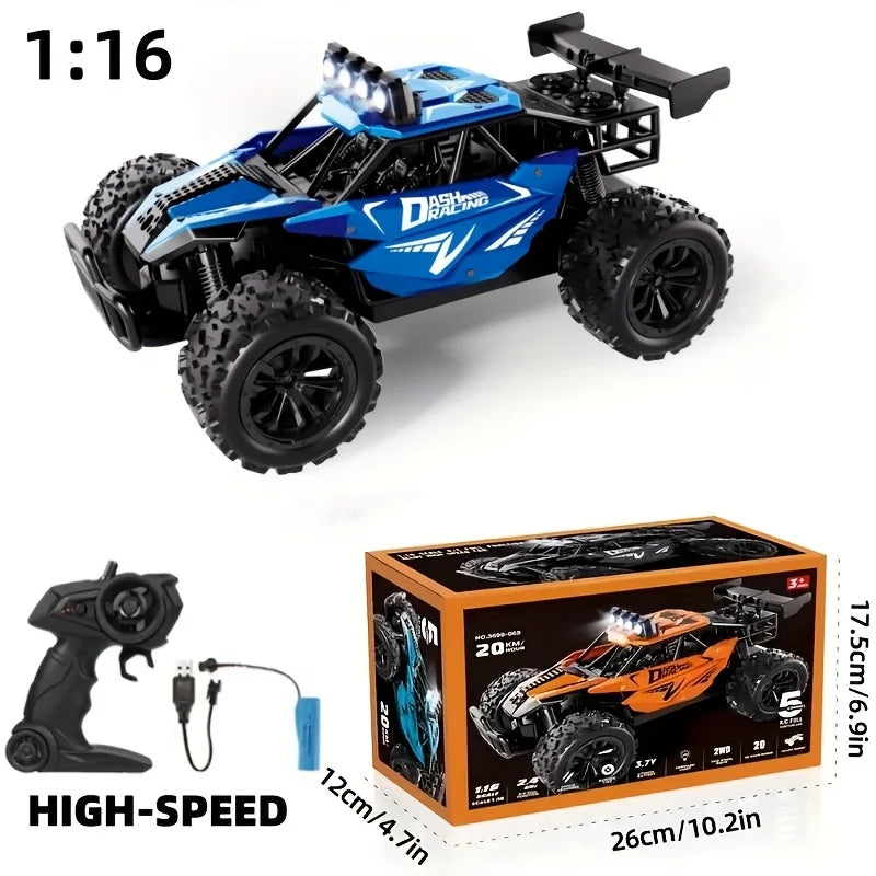 Remote Control Car RC Drift Racing 1:16 Vehicle Off Road Alloy 2.4G Radio High-Speed Trucks With LED Light Climbing Gift Kid Toy