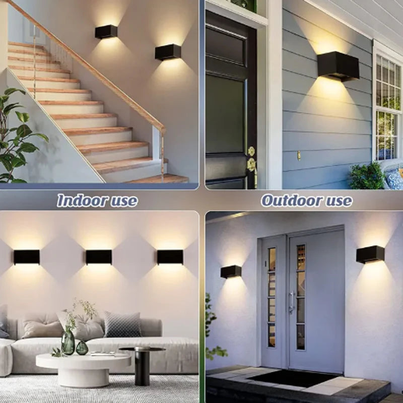 Aluminum LED Wall Lamp Outdoor Waterproof IP65 Interior Wall Light 12W24W Porch Garden Lights Living Room Street Stairs Lighting