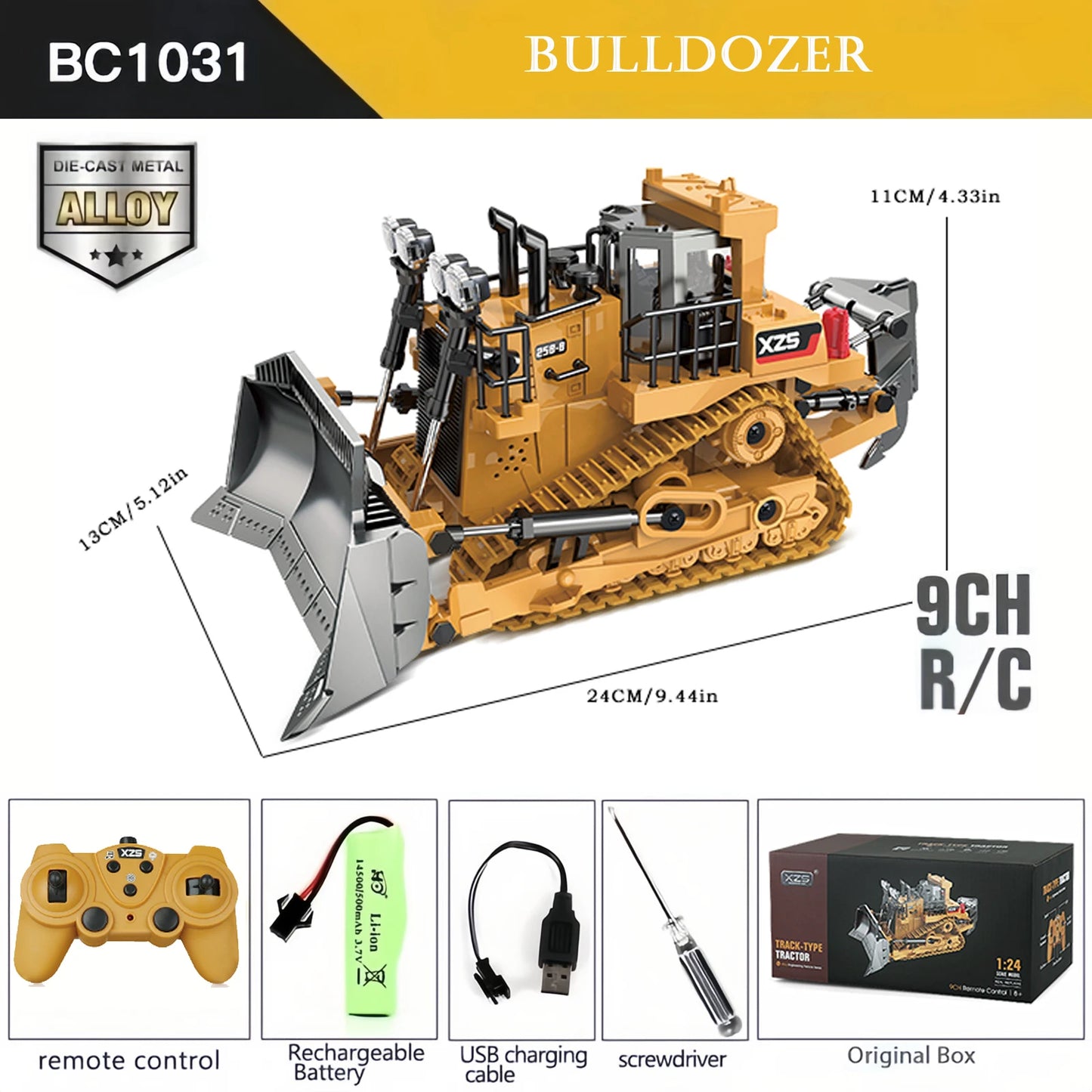 1: 20 Electric Engineering Remote Control Vehicle Simulation Excavator Dump Truck Bulldozer Toy Children's Holiday Gift